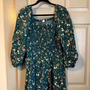 Fit & Flare Smocked Mini Dress- Floral Pattern- Size XL- Has Pockets!